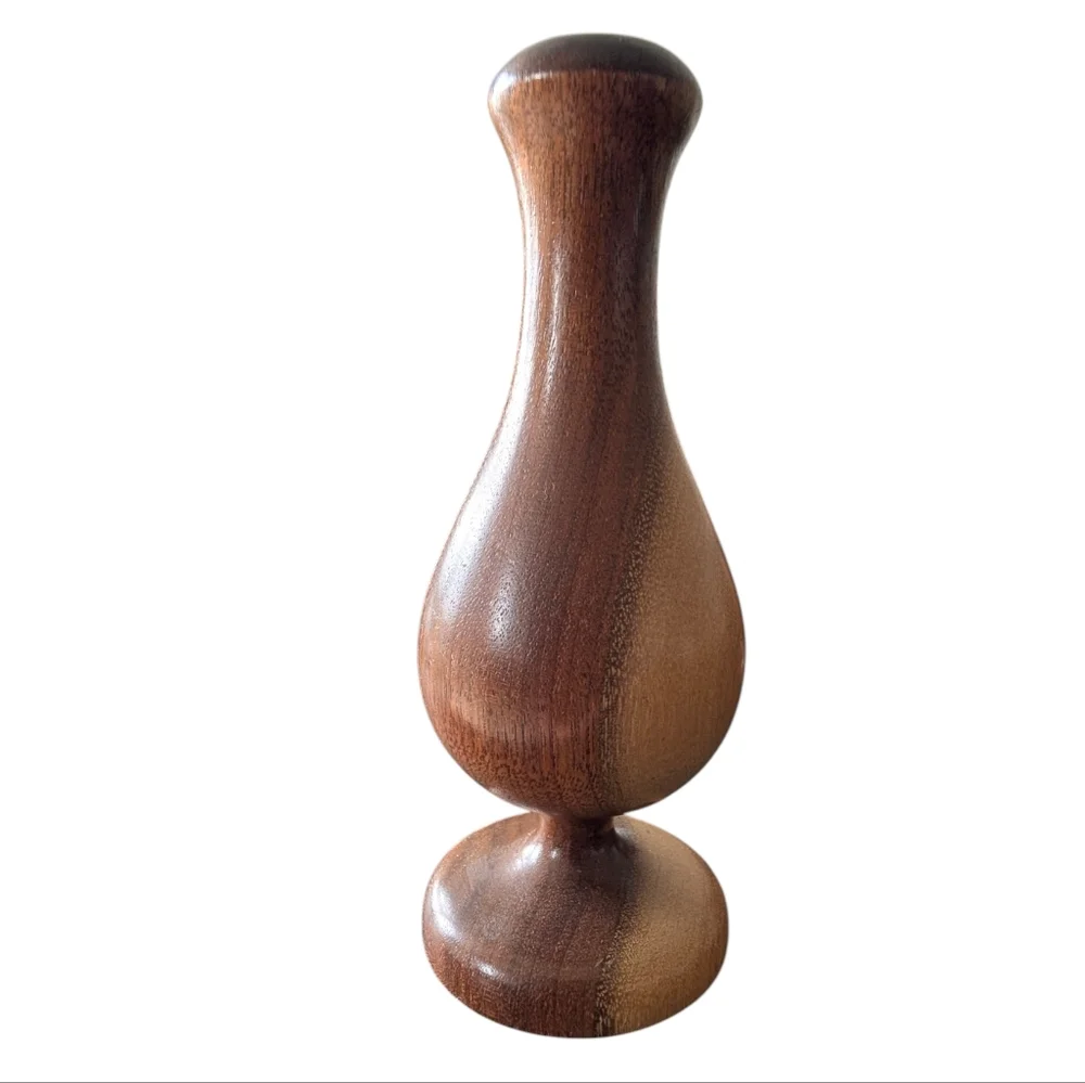 (2) Vintage MCM Danish Lathe Turned Small Bud Vases